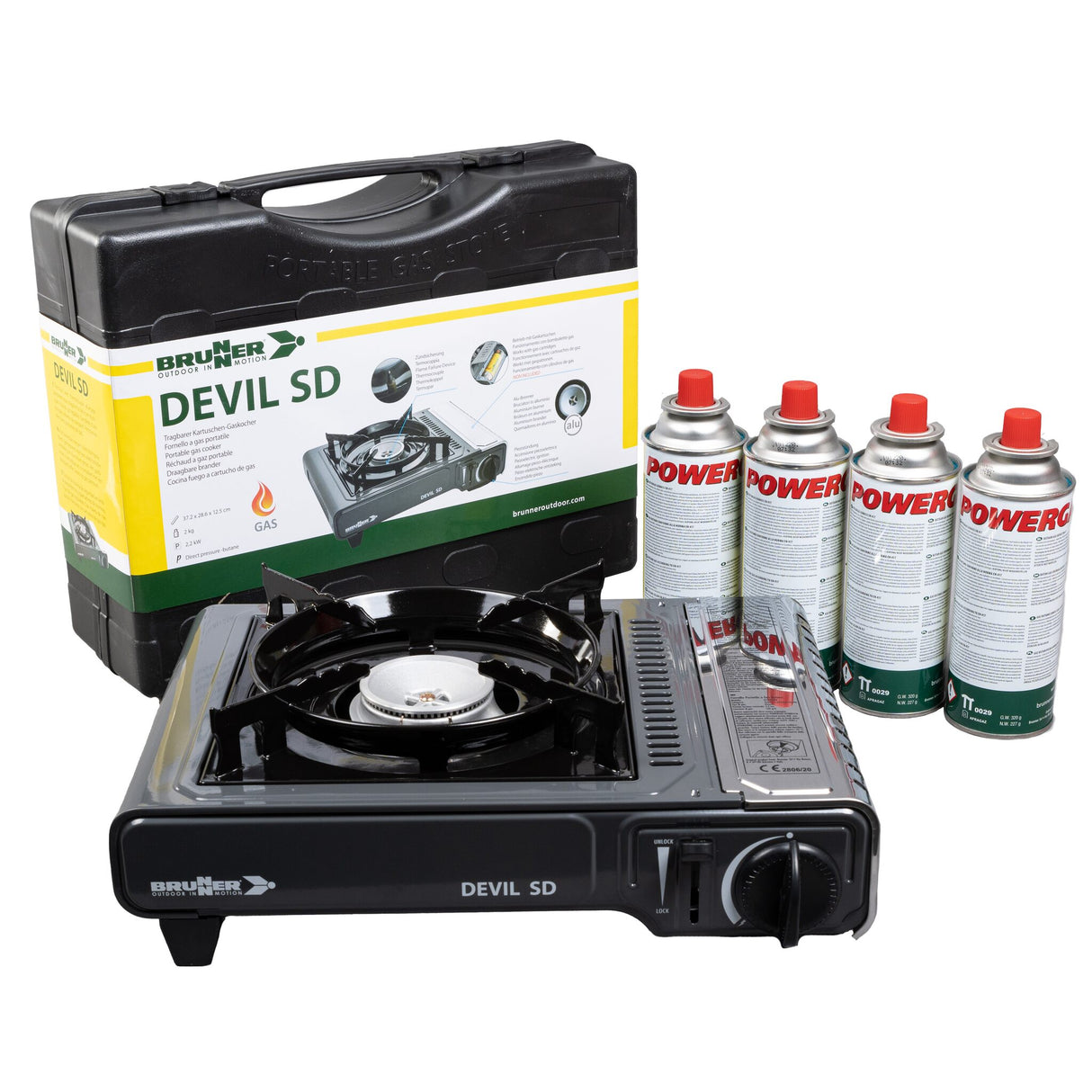Set: Brunner Gaskocher DEVIL SD inkl. Gaskartuschen