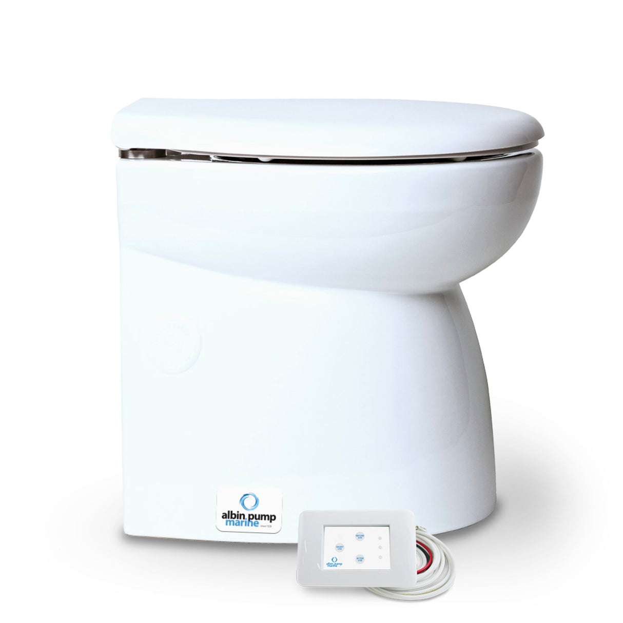 SILENT PREMIUM Marine Toilet 12 Volt Electric Toilet with 3-Function Control Panel, Premium Flush-Dry Disposal - (Optional with Premium Flush-Dry Disposal)