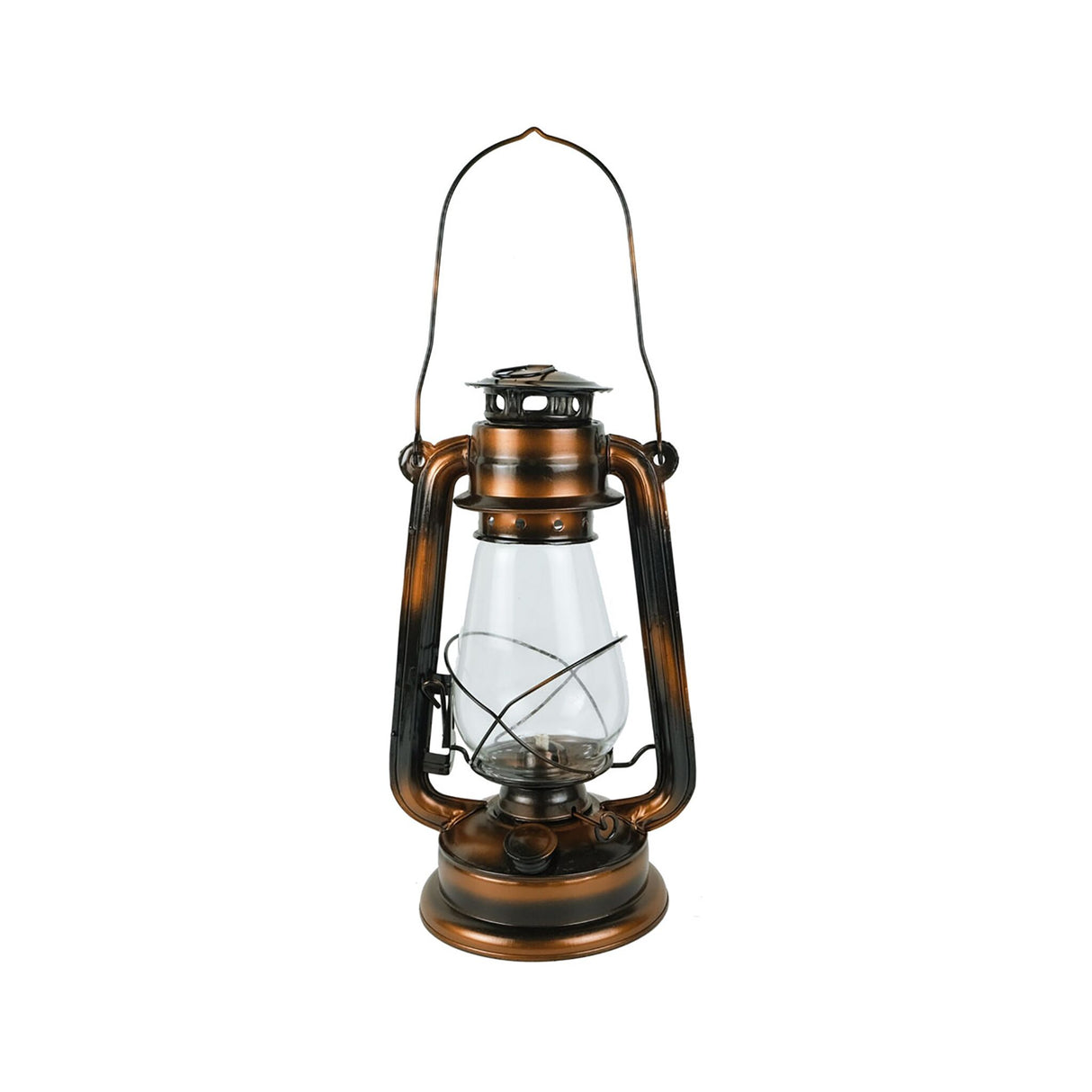 SEA CLUB Petroleum-Sturmlaterne aus Eisen, 31 cm hoch, 14 cm Durchmesser, sturmfest und langlebig - blau, bronze, messing