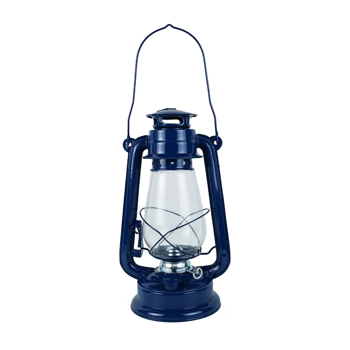 SEA CLUB Petroleum-Sturmlaterne aus Eisen, 31 cm hoch, 14 cm Durchmesser, sturmfest und langlebig - blau, bronze, messing