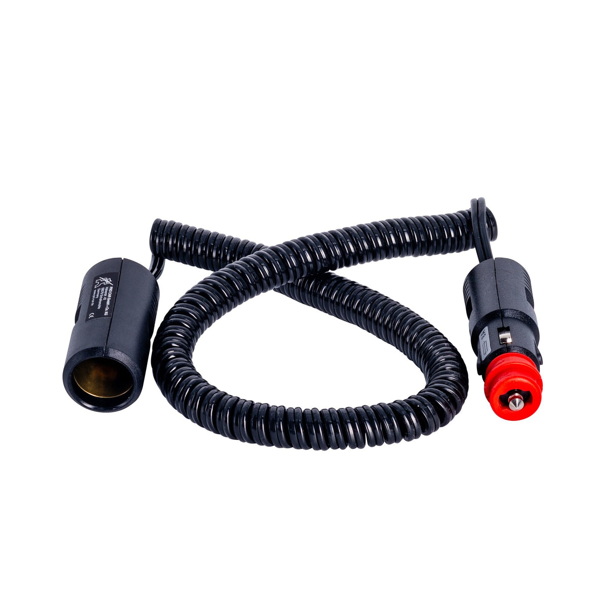 philippi Verlängerungskabel mit Sicherheits-Universalstecker, Elektrokabel, 8A Sicherung, ausziehbares Spiralkabel 0,6-3 m, 6-24 V