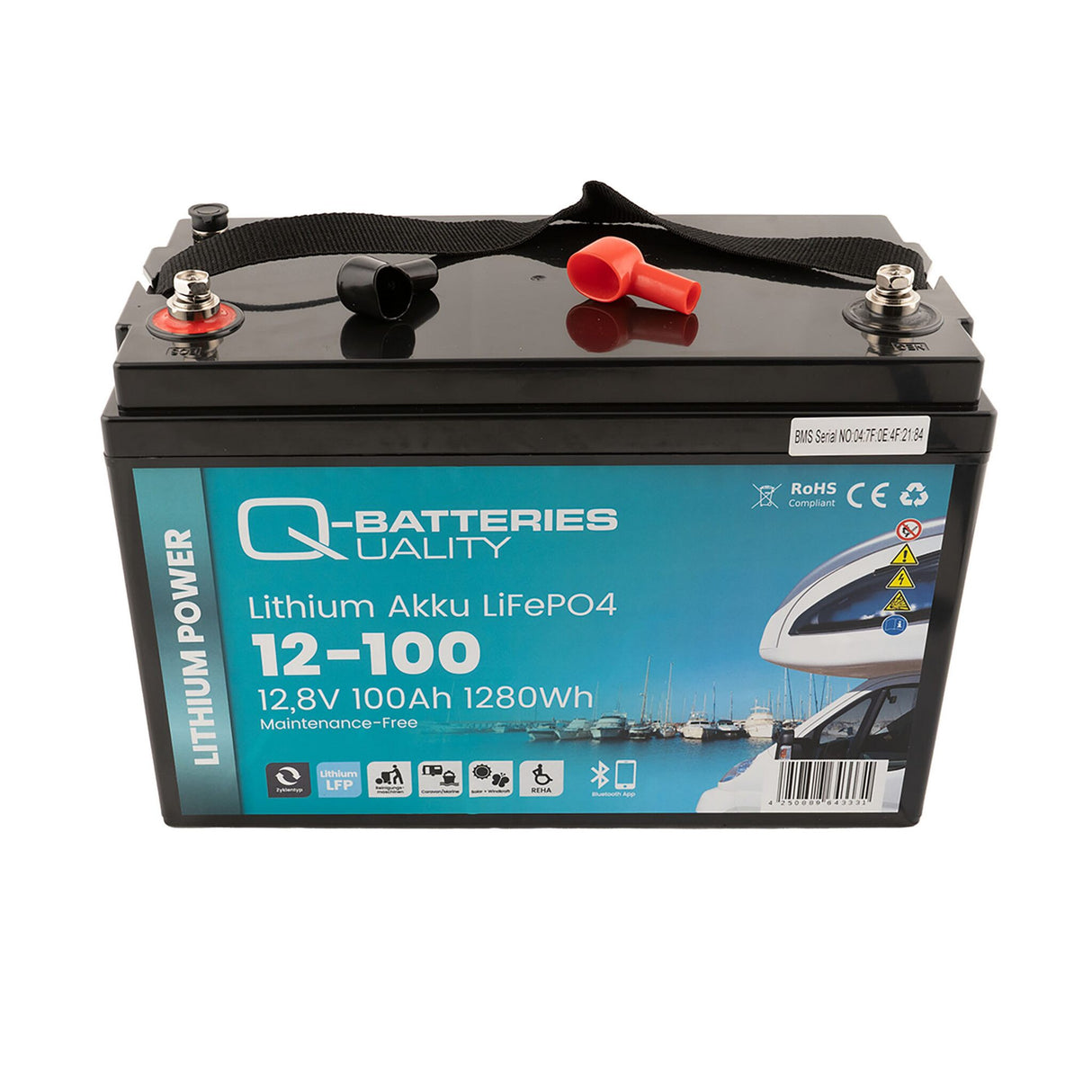 Q-Batteries Lithium Akku LiFePO4, hohe Energiedichte, wartungsfreier Lithium-Ionen Akku mit maximaler Betriebssicherheit - 50 - 200 Ah