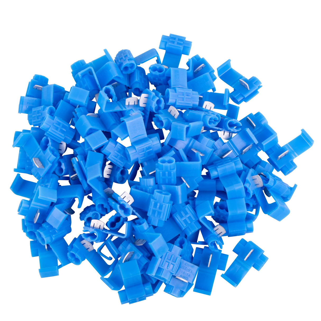 Quick connectors, cable connections, clamp connectors, quick and secure connection without stripping, 100 pieces - 0.5 - 2.5 mm², red or blue