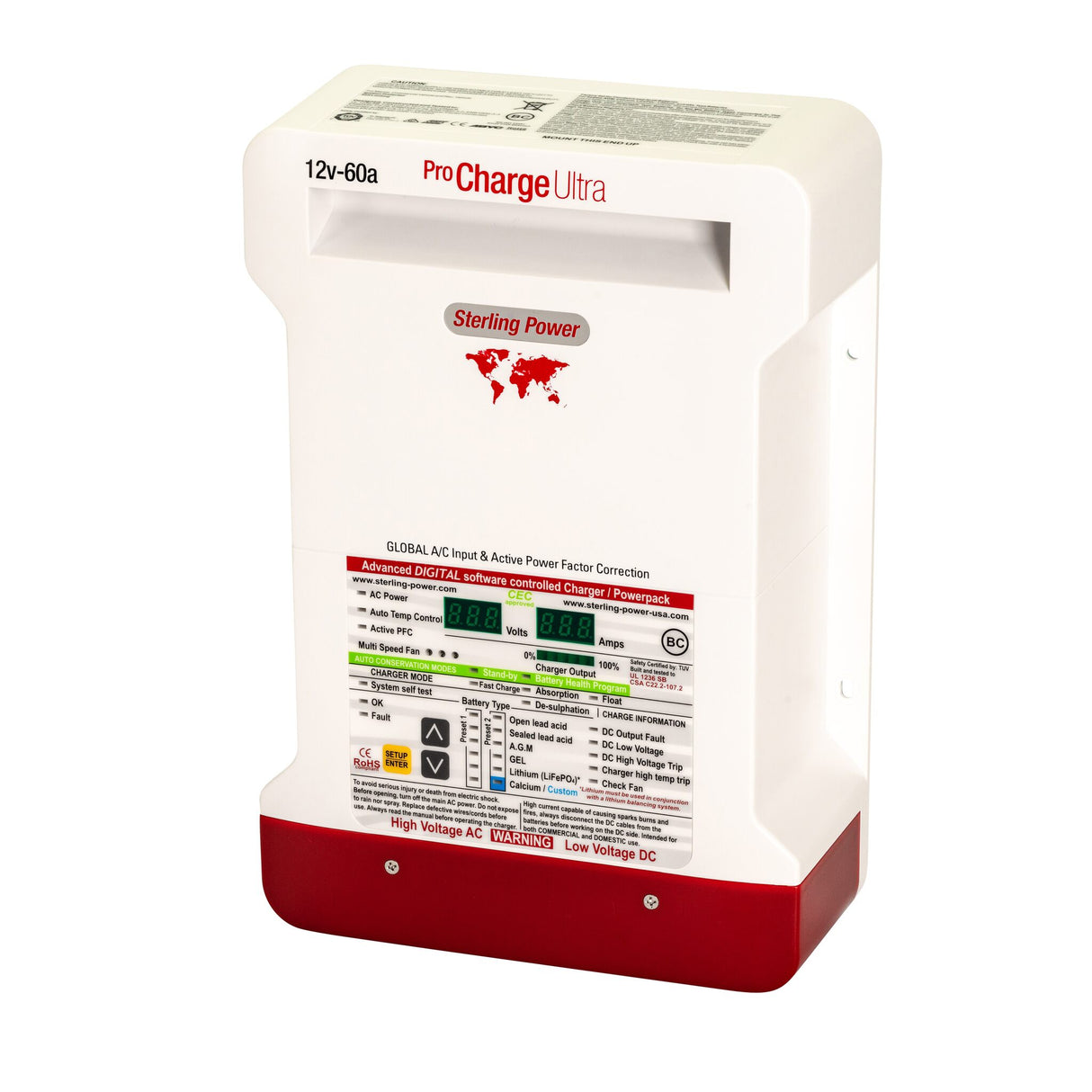 Sterling Ladegerät Pro Charge Ultra, professionelles Ladegerät, IUoU Ladekennlinie für 100% Batterieladung, leise und leistungsstark - 20 - 60 Ampere