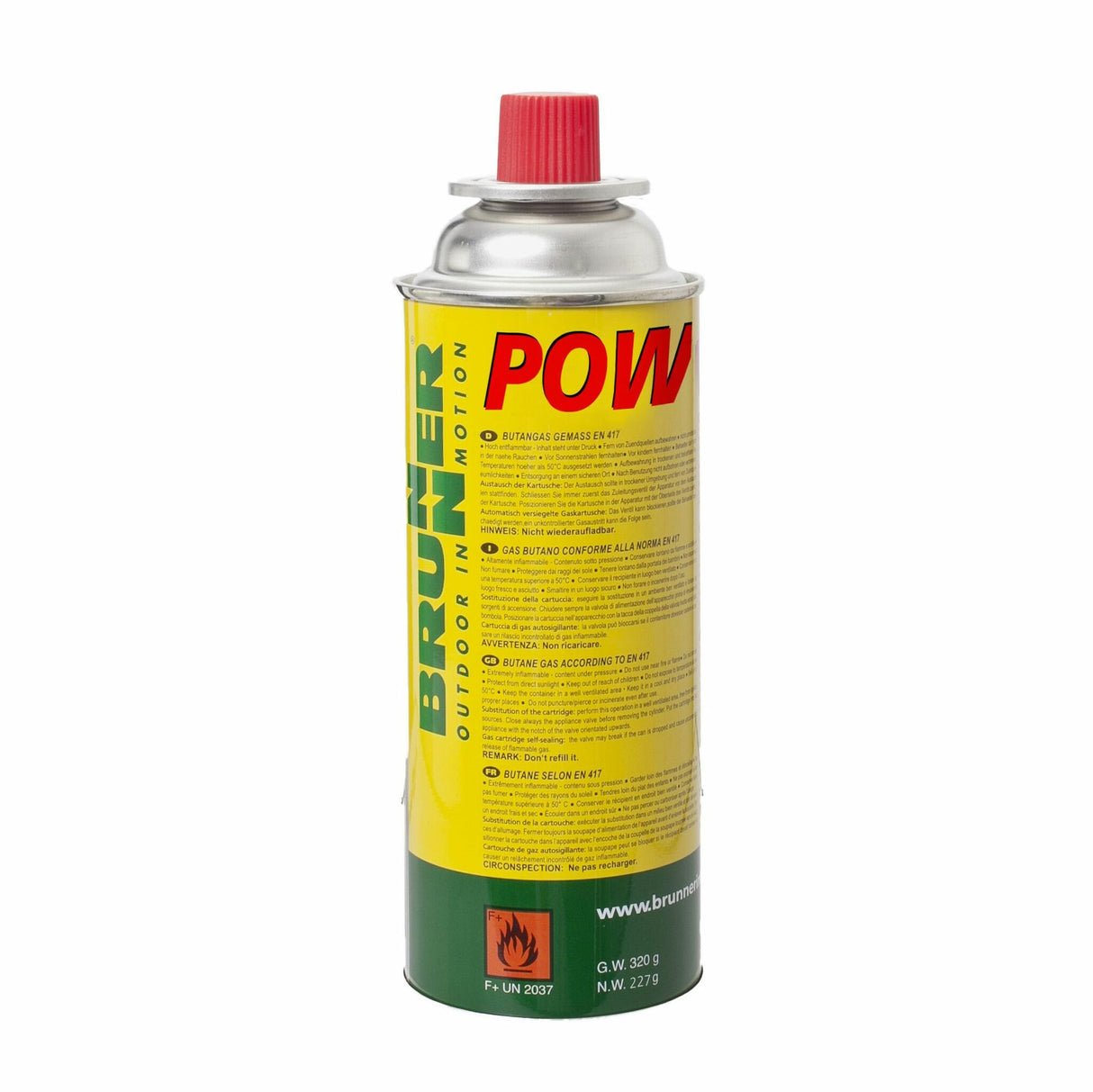 POWERGAZ gas cartridge screw valve cartridge 227 g propane-butane UN 2037 standard approved