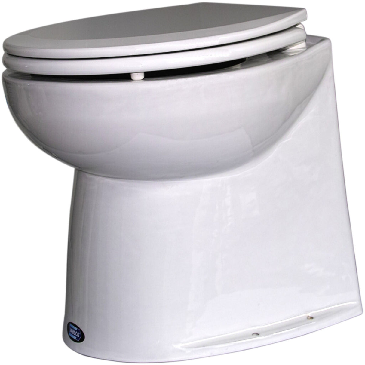 JABSCO Bordtoilette Deluxe Lite Flush, elegante und kompakte marine Toilette, geringe Wasserverbrauch, Multifunktionssteuerung mit 4 Spülprogrammen - (Optional mit Magnetventil-Spülung)