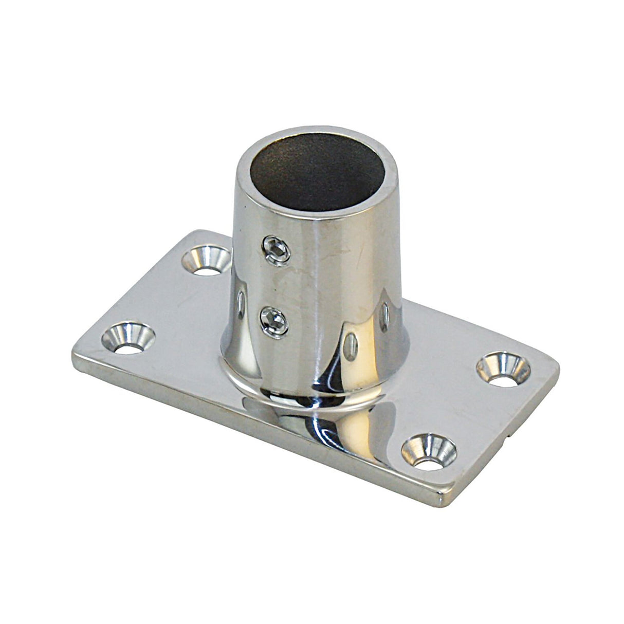 Relingsfuß Rechteckig 90° Neigung, Relinghalterung, Für 25 mm Rohr