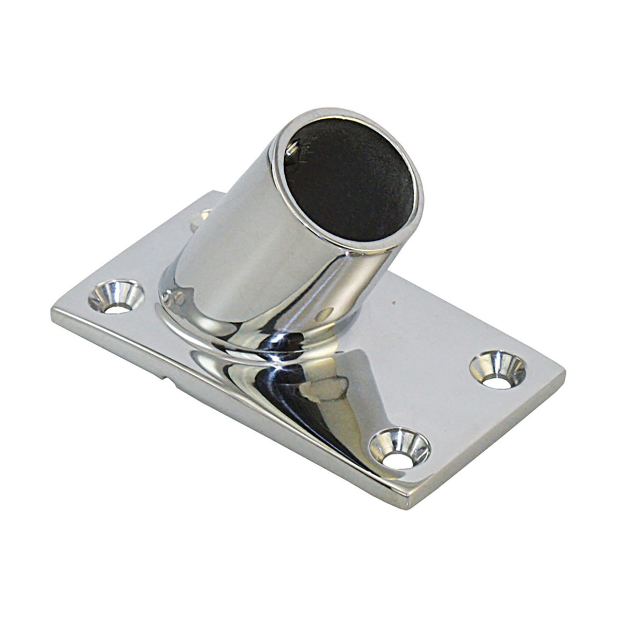 Relingsfuß 60° rechteckig, Relingshalterung, Grundplatte 81x48 mm, für 25 mm Rohr