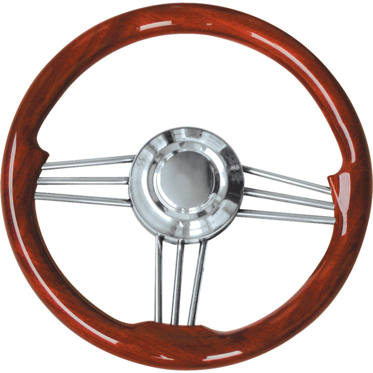 Steuerrad Niro-Mahagoni 3-Speichen Retrodesign, Lenkrad, Blickfang für Cockpit