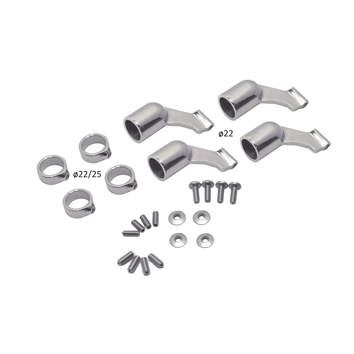 Handlaufhalterset Edelstahl A4 AISI 316 für 22 mm Rohr, Handlaufhalter, rostfrei
