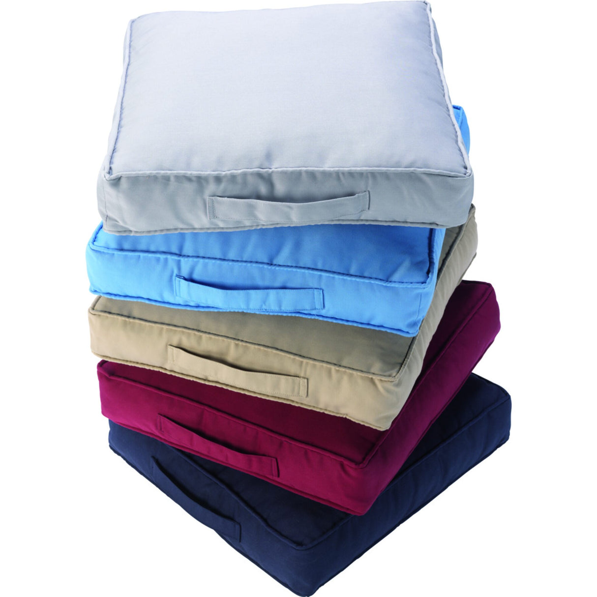 Boxkissen Sitzkissen für Sessel und Gartenbank, platzsparendes Kissen mit Tragegriff, angenehmer Sitzkomfort - beige, navy, burgunder, hellgrau, himmelblau