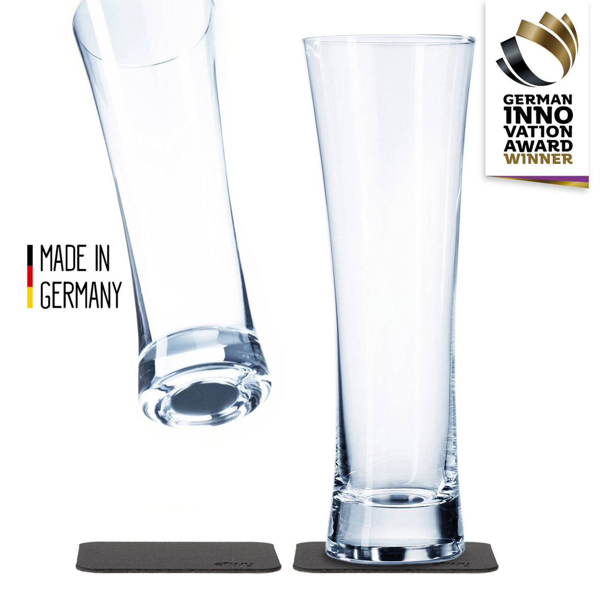 silwy 2er Set Biergläser mit Magnet und Untersetzer
