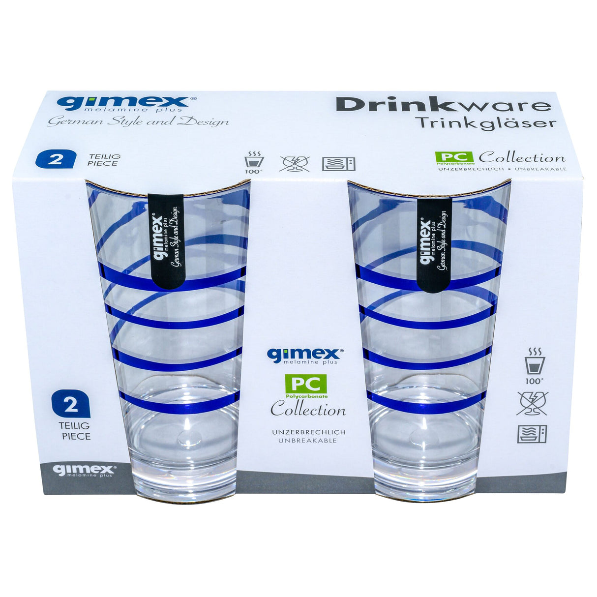 Gimex Classic Line Twist blue Trinkglas-2er Set