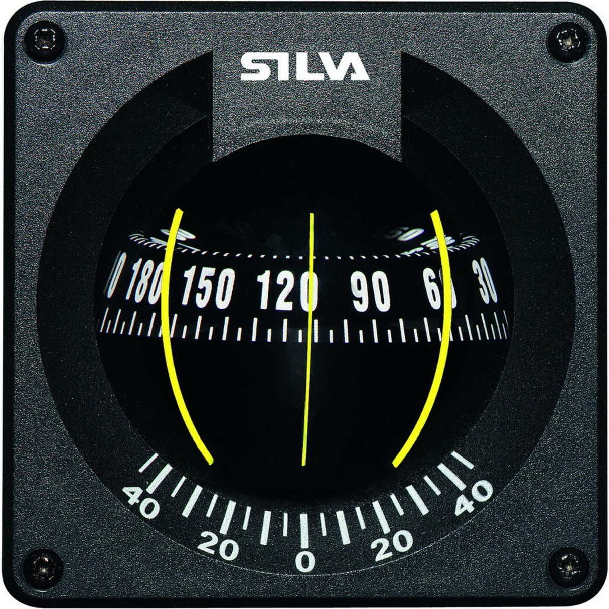 SILVA Einbaukompass Schottmontage 100mm, Navigation Instrument, beleuchtetes Modell für Krängung bis 45 Grad