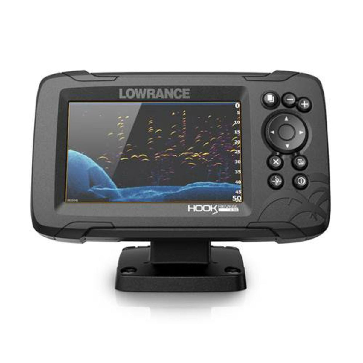 LOWRANCE Fishfinder HOOK REVEAL Depth Sounder with FishReveal™, SideScan &amp; DownScan Imaging™ for precise fishing - 5" – 9" display size, 50/83/200 HDI or TripleShot