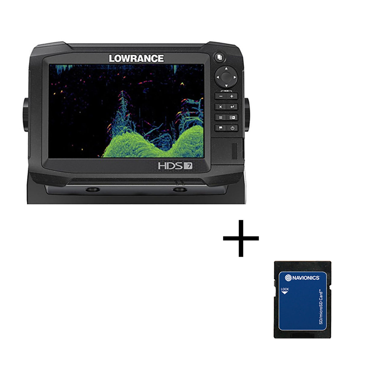 Lowrance Fishfinder HDS7 Carbon without transducer, depth sounder, including free Navionics+ SMALL Blank SD