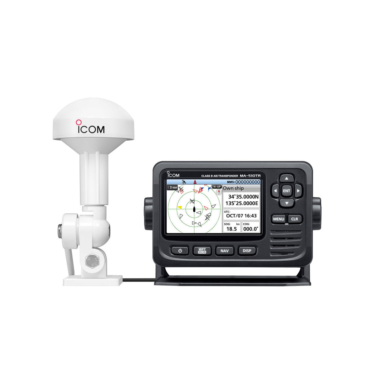 Icom AIS-Transponder GPS MA-510TR, Klasse B Transceiver, 4,3 Zoll Farbdisplay & NMEA-Konnektivität