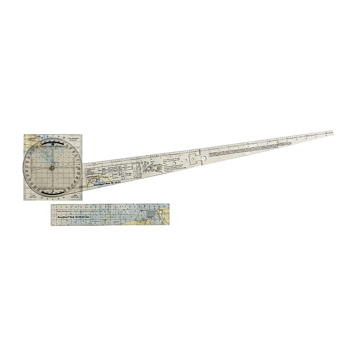 Kurslineal Transparent Kunststoff 360 Grad Einteilung, Navigationslineal, Zusammenklappbarer Arm 50 cm