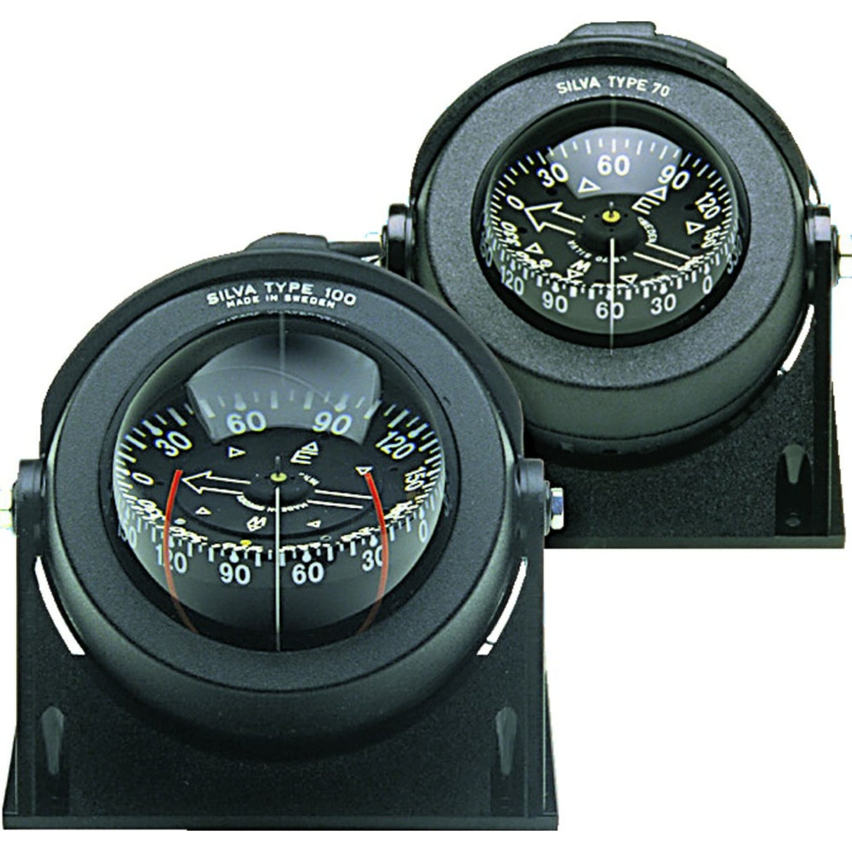 SILVA compass for boats with compensator, integrated illumination, 5-degree dual scale, night navigation, horizontally and vertically mountable, heeling up to 30 degrees