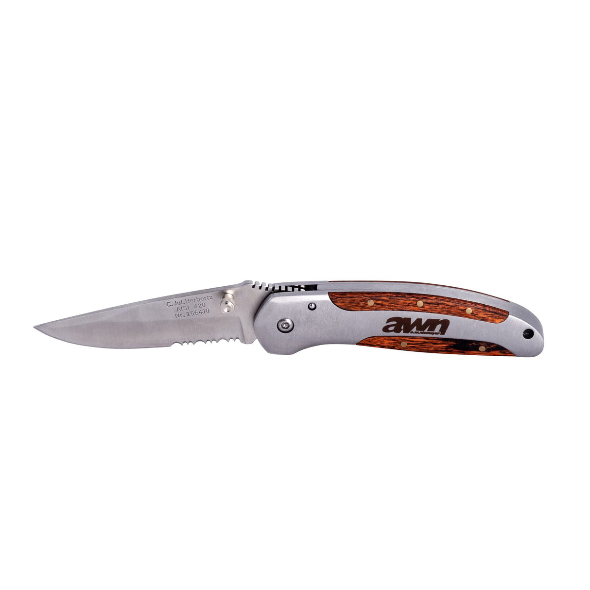 awn Taschenmesser 7,5 cm Klinge Edelstahl, Klappmesser, Einhandbedienung mit Gürtelclip