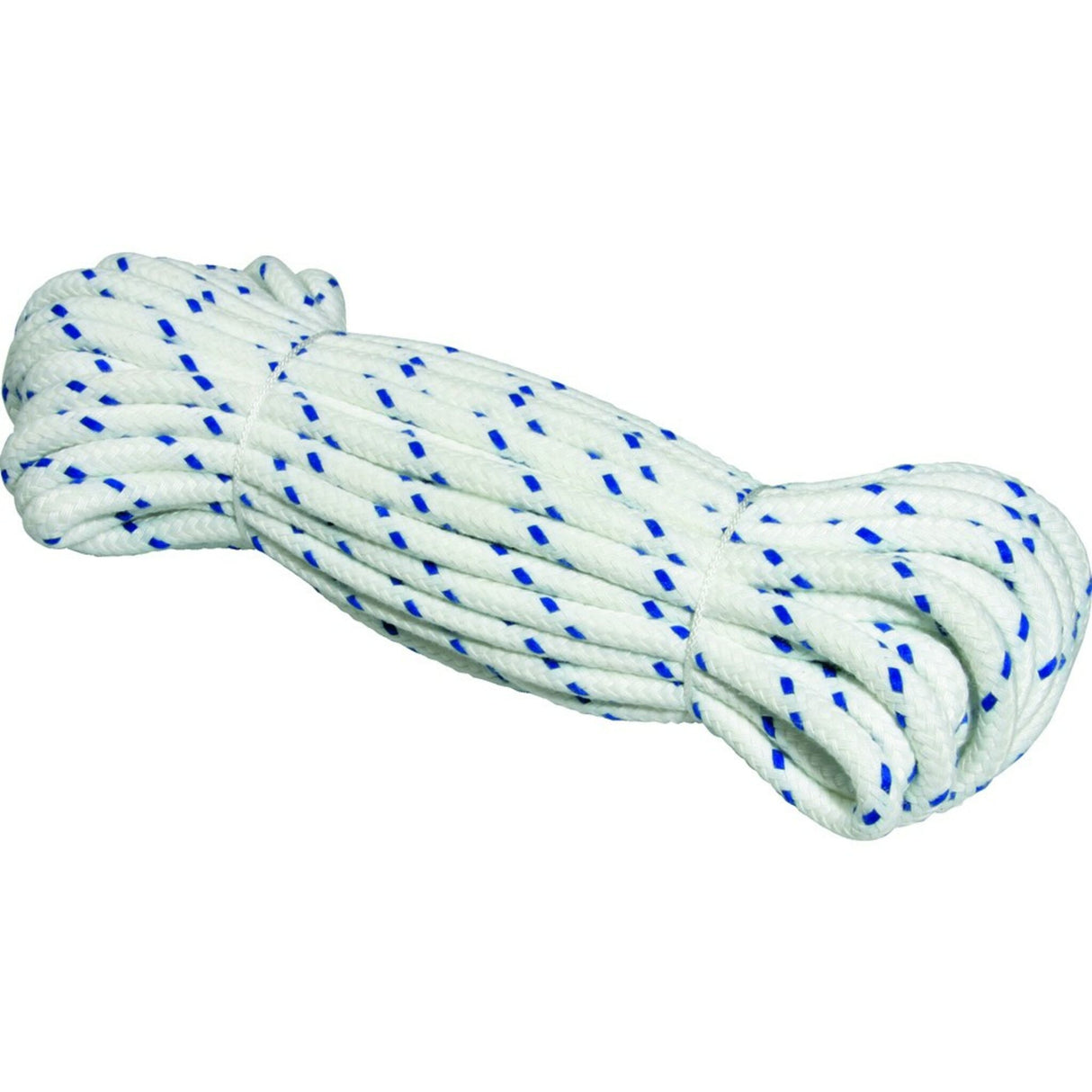 LIROS Standard Schot 30 Meter, thermofixiertes Taumaterial, griffiges Polyester-Seil - weiß-rot, weiß-grün, weiß-blau, 6 - 8 mm