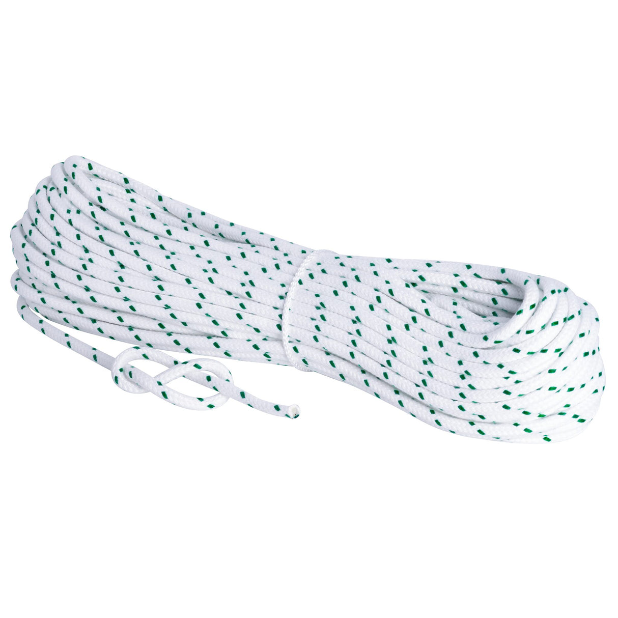 LIROS Standard Schot 30 Meter, thermofixiertes Taumaterial, griffiges Polyester-Seil - weiß-rot, weiß-grün, weiß-blau, 6 - 8 mm