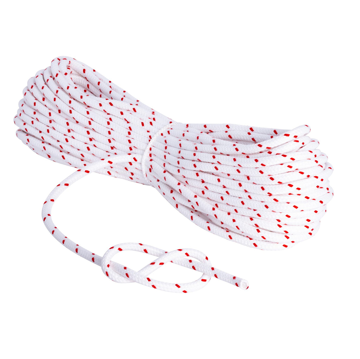 LIROS Standard Schot 30 Meter, thermofixiertes Taumaterial, griffiges Polyester-Seil - weiß-rot, weiß-grün, weiß-blau, 6 - 8 mm