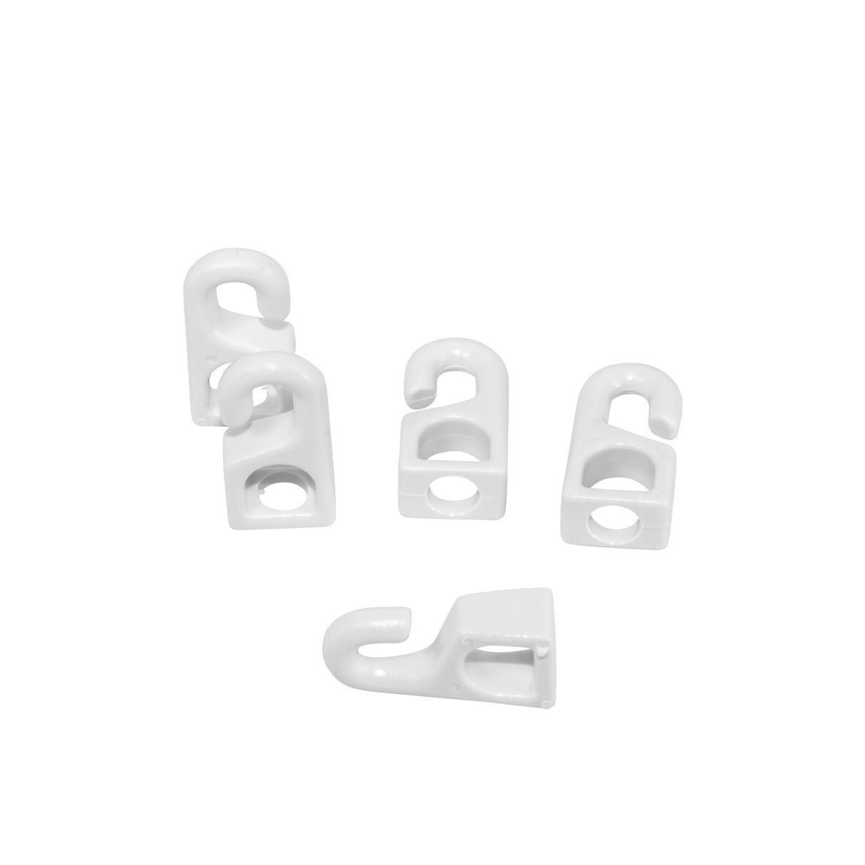 Plastikhaken Seilbefestigung Robustheit, Haken, 8 mm Seilloch, 5 Stück, weiß