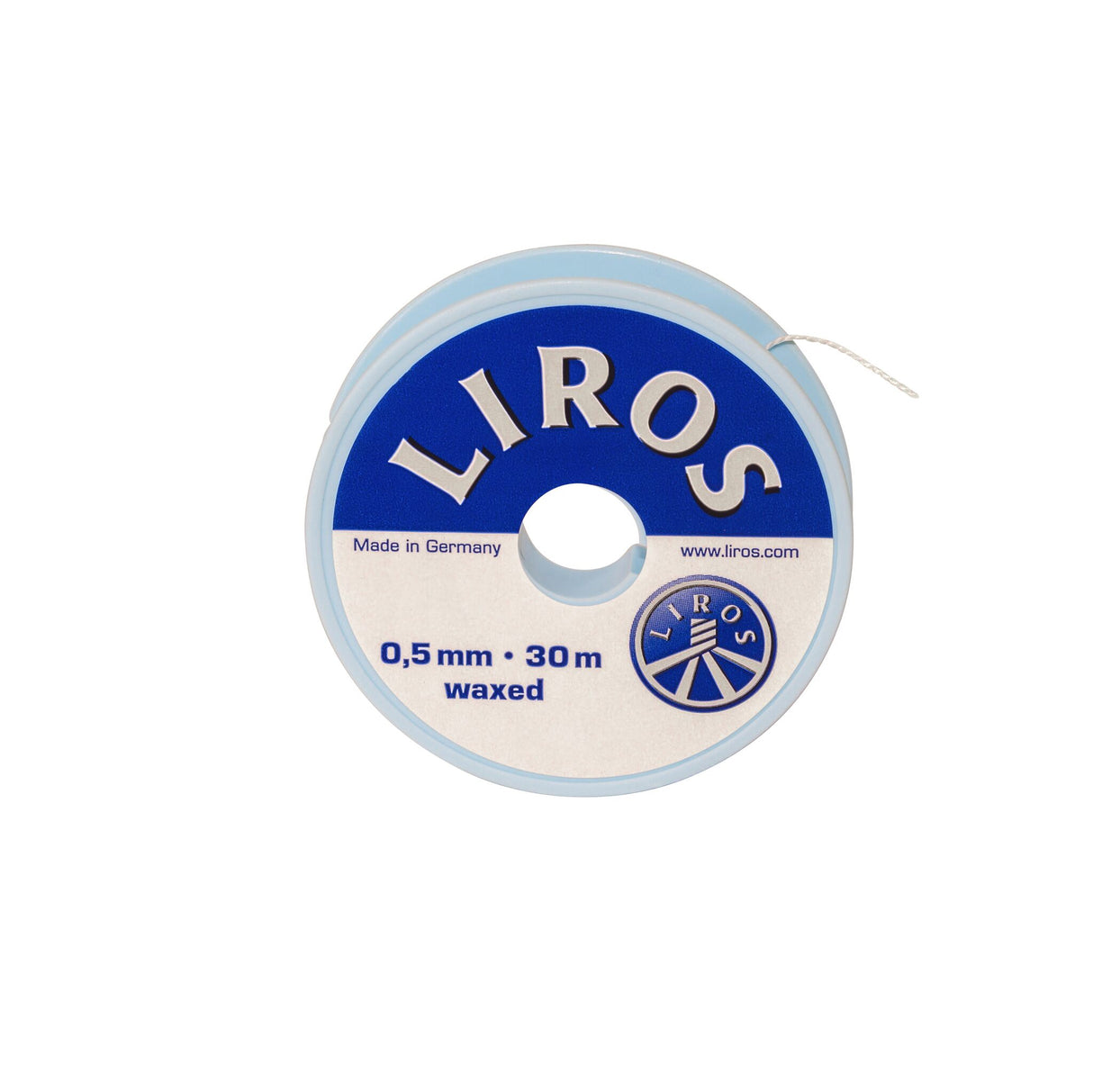 LIROS Takel- und Bändselgarn, gedreht und gewachst, 30 m auf Plastikspulen - 0,5 - 1,2 mm