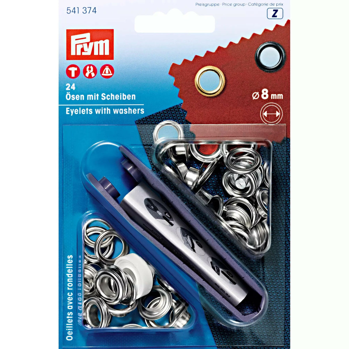 Prym Segeltuchösen mit Werkzeug, rostfreies Messing, ideal für Bekleidung und Dekoration - 8 - 14 mm