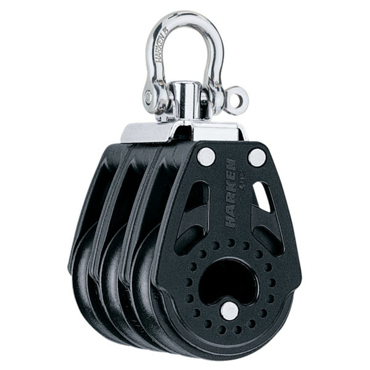 Carbo triple block 40 mm, sail block with becket, lightweight and durable for dinghies and sports boats