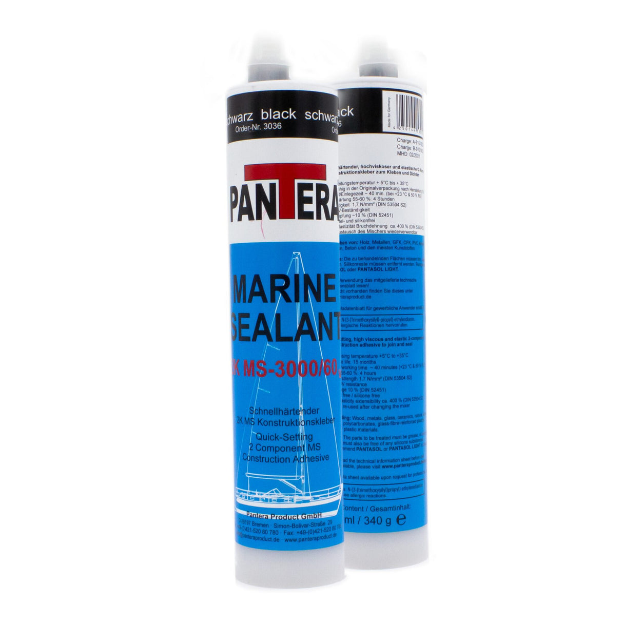 Pantera Konstruktionskleber Marine Sealant MS-3000/60 V3, 2K, Hohe Zugscherfestigkeit, Ideal für Bootsanwendungen - weiß oder schwarz