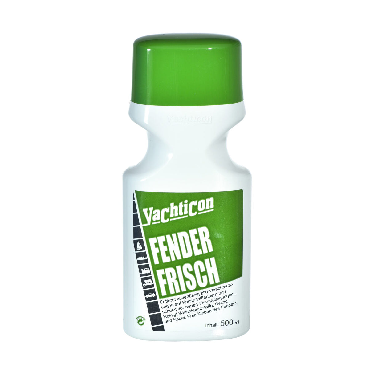 Yachticon Reinigungsmittel Fenderfrisch, Kunststoffe Reiniger, entfernt und schützt Fender und Schlauchboote, sanft und effektiv, 500 ml