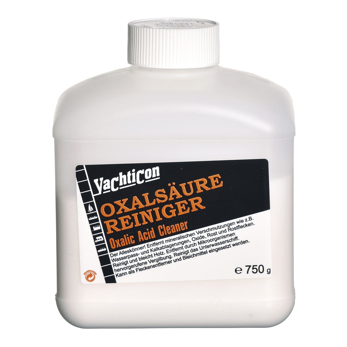 Yachticon Oxalsäure Reiniger 750 g, Fleckenentferner für mineralische Ablagerungen, leistungsstark gegen Kalk und Grünspan