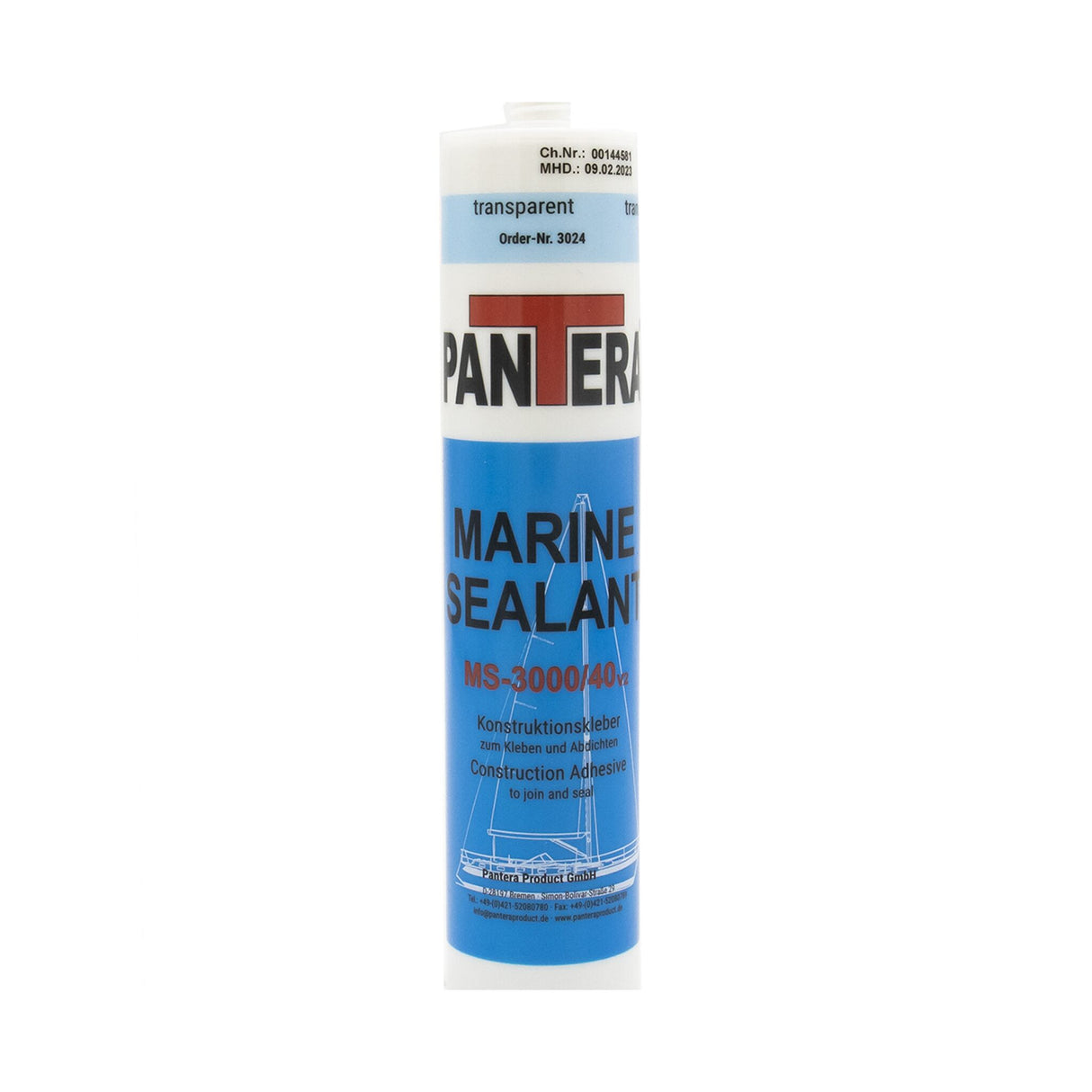 Pantera Konstruktionskleber, transparenter Marine Sealant MS-3000/40 V2 290 ml, lösemittel- und silikonfrei, Umweltfreundlicher Boots-Kleber mit hoher GEV Klassifizierung
