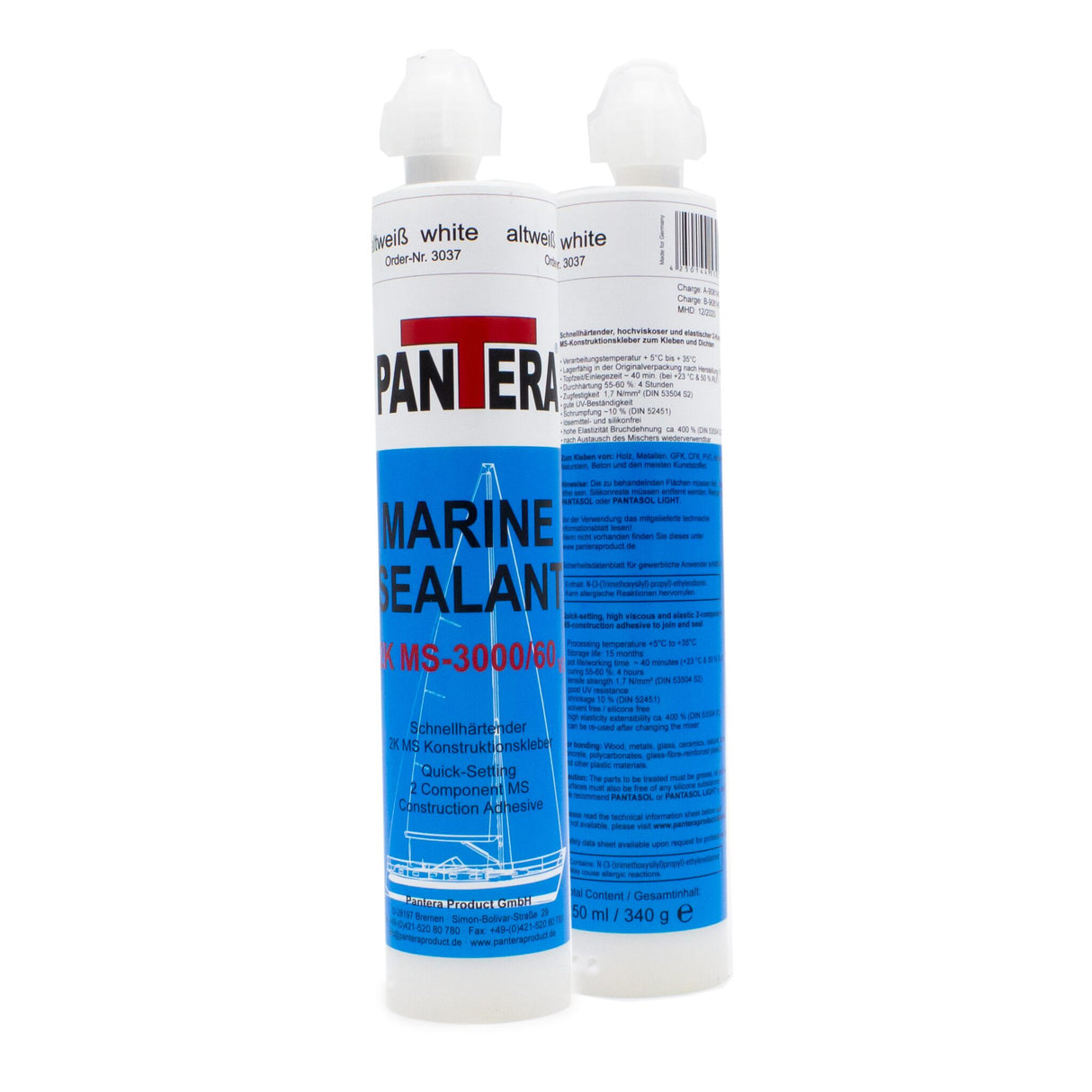 Pantera Konstruktionskleber Marine Sealant MS-3000/60 V3, 2K, Hohe Zugscherfestigkeit, Ideal für Bootsanwendungen - weiß oder schwarz