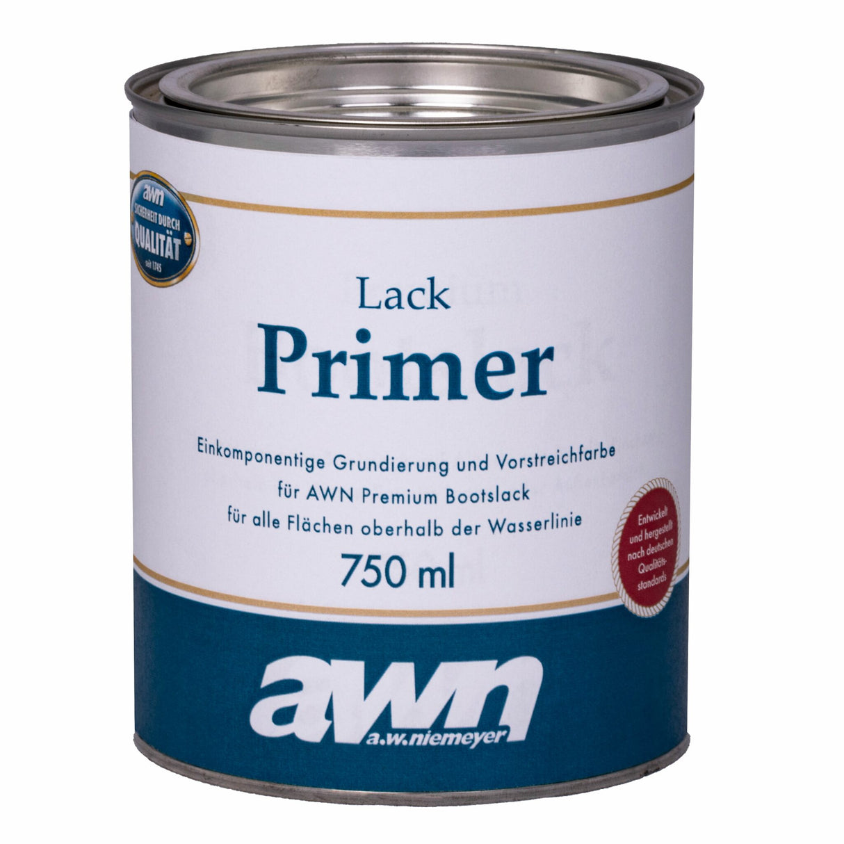awn Lack Primer seidenmatte Grundierung, Vorstreichfarbe schnelltrocknend, glatter Untergrund weiß 0,75l