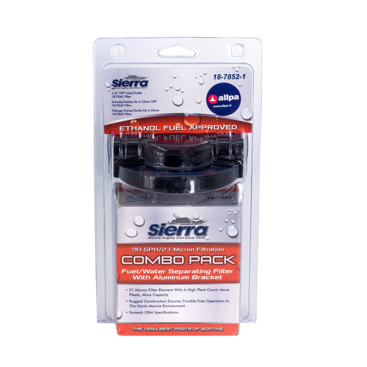 Sierra Benzinfilter mit Wasserabscheider hohe Durchflusskapazität 470 l/h, Kraftstofffilter, 98% Wasserentfernung USP