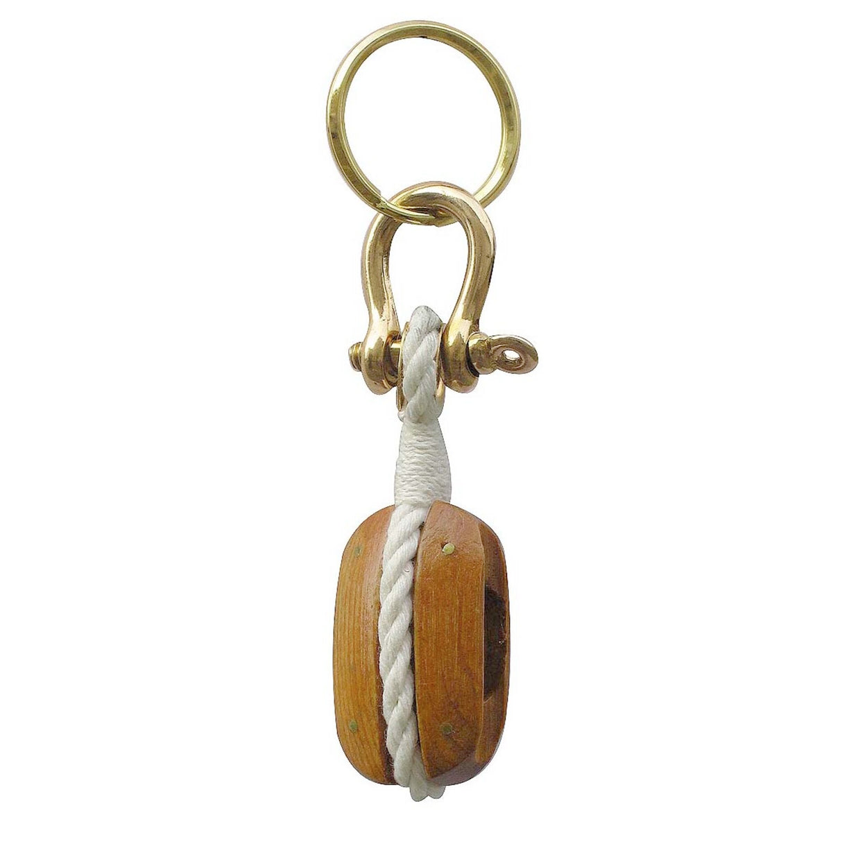 Keychain Maritime Block and Rope, Keychain Accessory, Security Brass and Wood