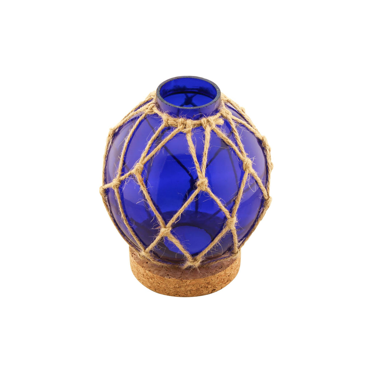 Fischerkugel Teelicht maritime Stimmung mit Korkunterlage, Dekoleuchte - blau oder rot