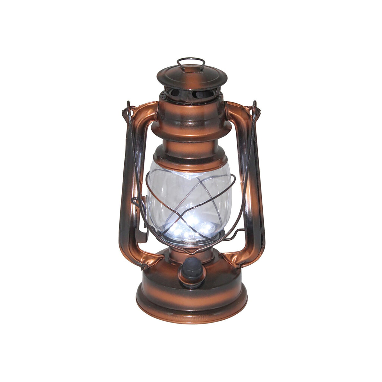 LED storm lantern made of iron, bronze-colored, energy-saving lantern, durable and versatile