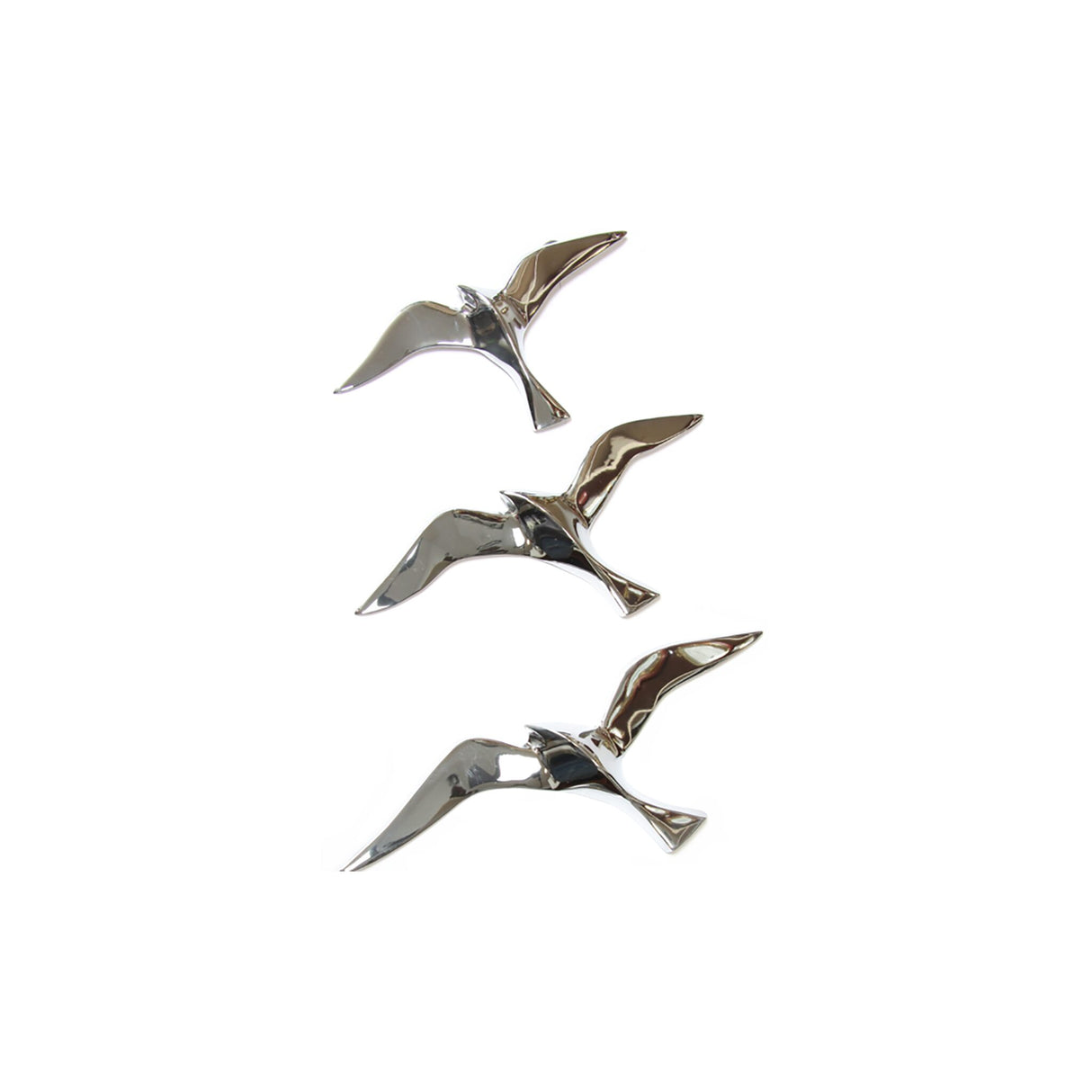 Seagull decorative figure chrome-plated, brass, stylish design for walls - 20 - 30 cm