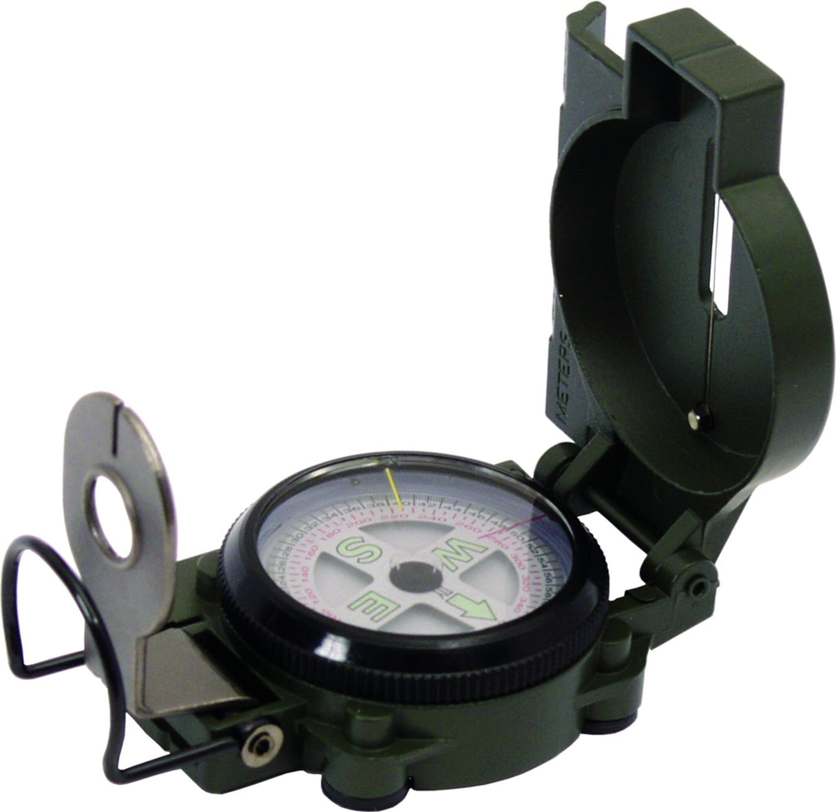 Peilkompass aus schwarzem Metall, Navigationskompass, mit integrierter Lupe und Entfernungsmesser
