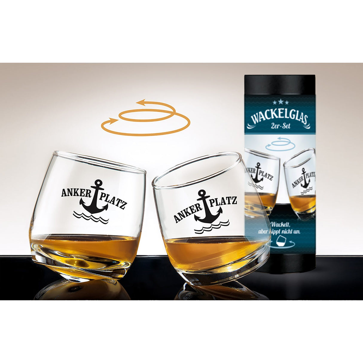 Set of 2 wobbly glasses, 200 ml, handmade glasses, original souvenir - (Optional with anchorage, great pike, sea swell)