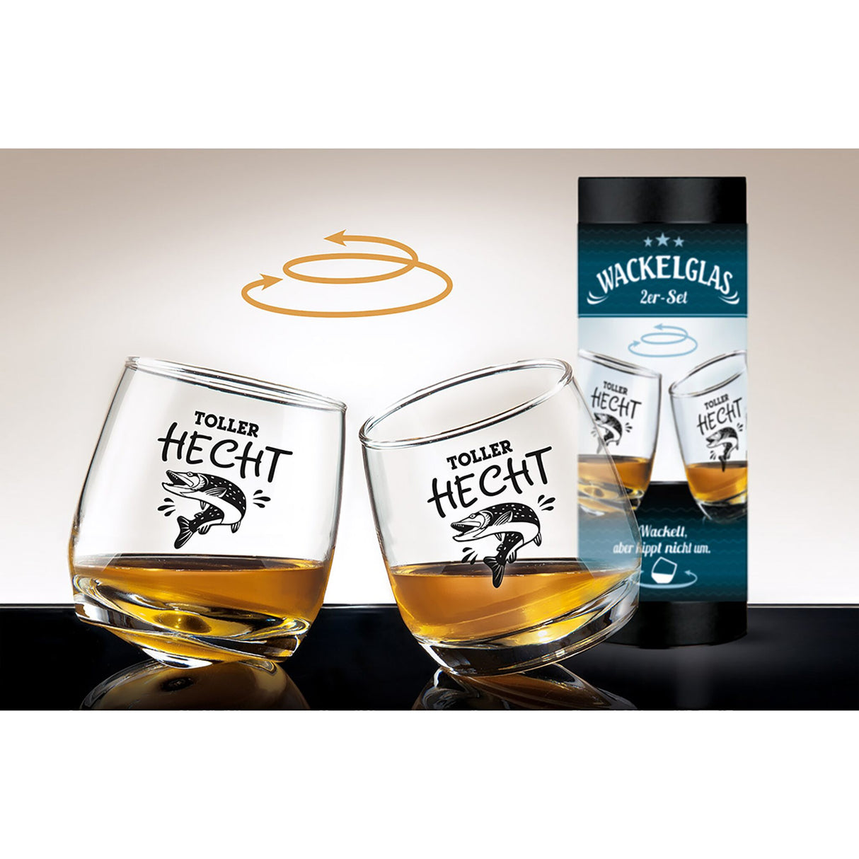 Set of 2 wobbly glasses, 200 ml, handmade glasses, original souvenir - (Optional with anchorage, great pike, sea swell)