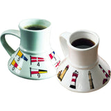 Maritime coffee mug, non-slip, sturdy porcelain coffee pot for the perfect enjoyment at sea - (Optional with flag motif or lighthouse motif)
