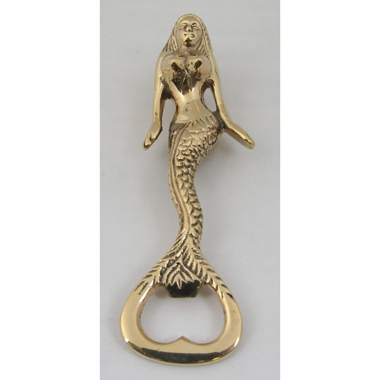 Bottle opener mermaid brass 12 cm, limited design, eye-catcher for parties