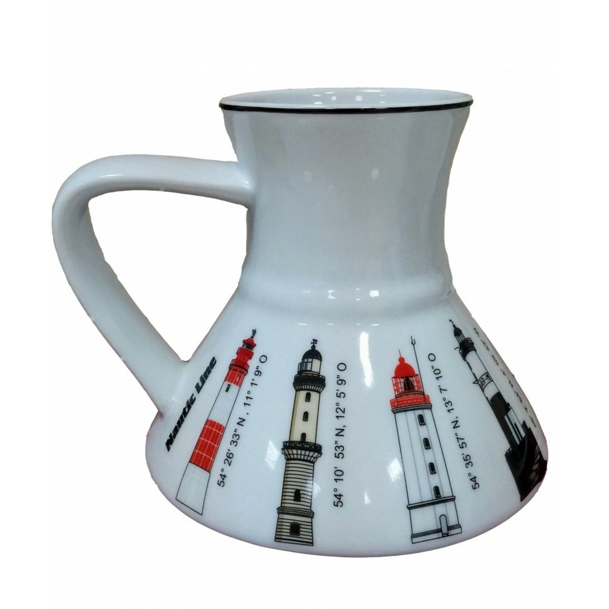Maritime coffee mug, non-slip, sturdy porcelain coffee pot for the perfect enjoyment at sea - (Optional with flag motif or lighthouse motif)