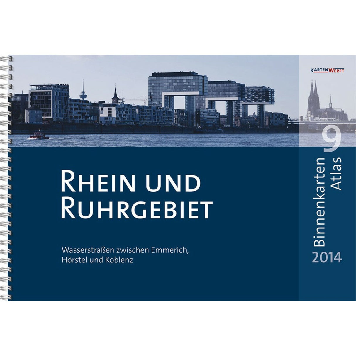 KartenWerft Binnenkarten Atlas DIN A3 Rhein Ruhrgebiet, Wasserstraßenkarte, inklusive Digitalkarten & Schutzhülle