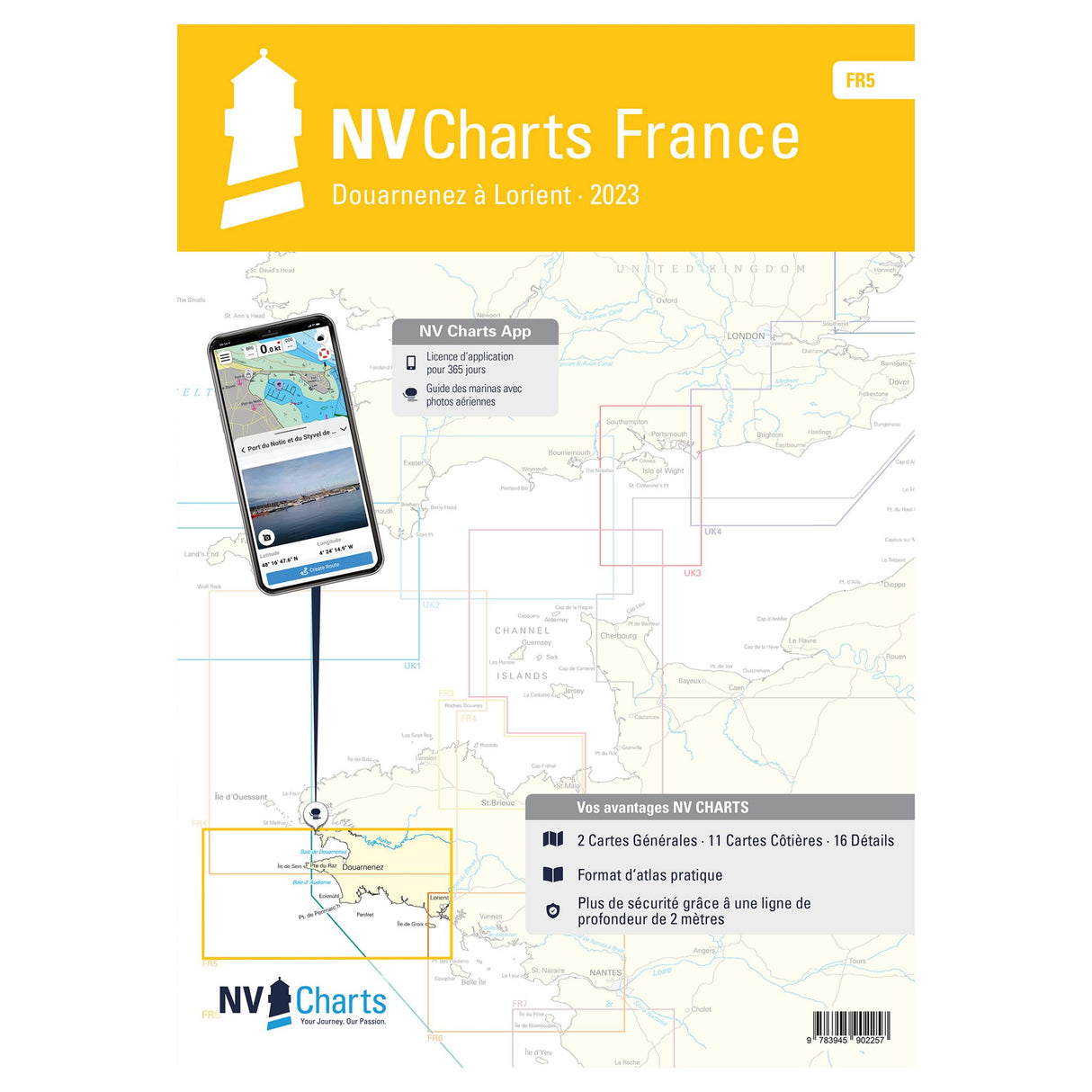 NV Atlas Seekarten Frankreich Douarnenez-Lorient, nautische Karten, inklusive Hafenpläne und Gezeiteninformationen